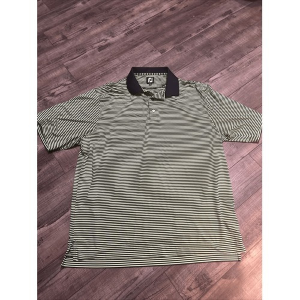 FootJoy Golf Shirt Mens Size XL Short Sleeve Green Blue Polo Striped